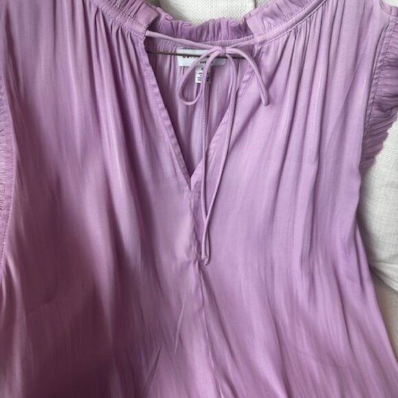 Current Air Ruffle Cap Sleeve Tie-Neck Blouse in Lavender, XS - Picture 2 of 6